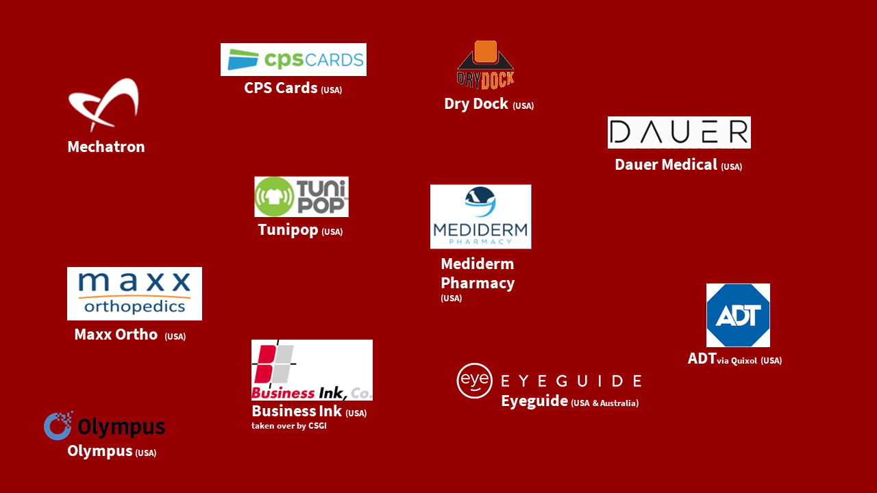 A partial list of our esteemed clients
